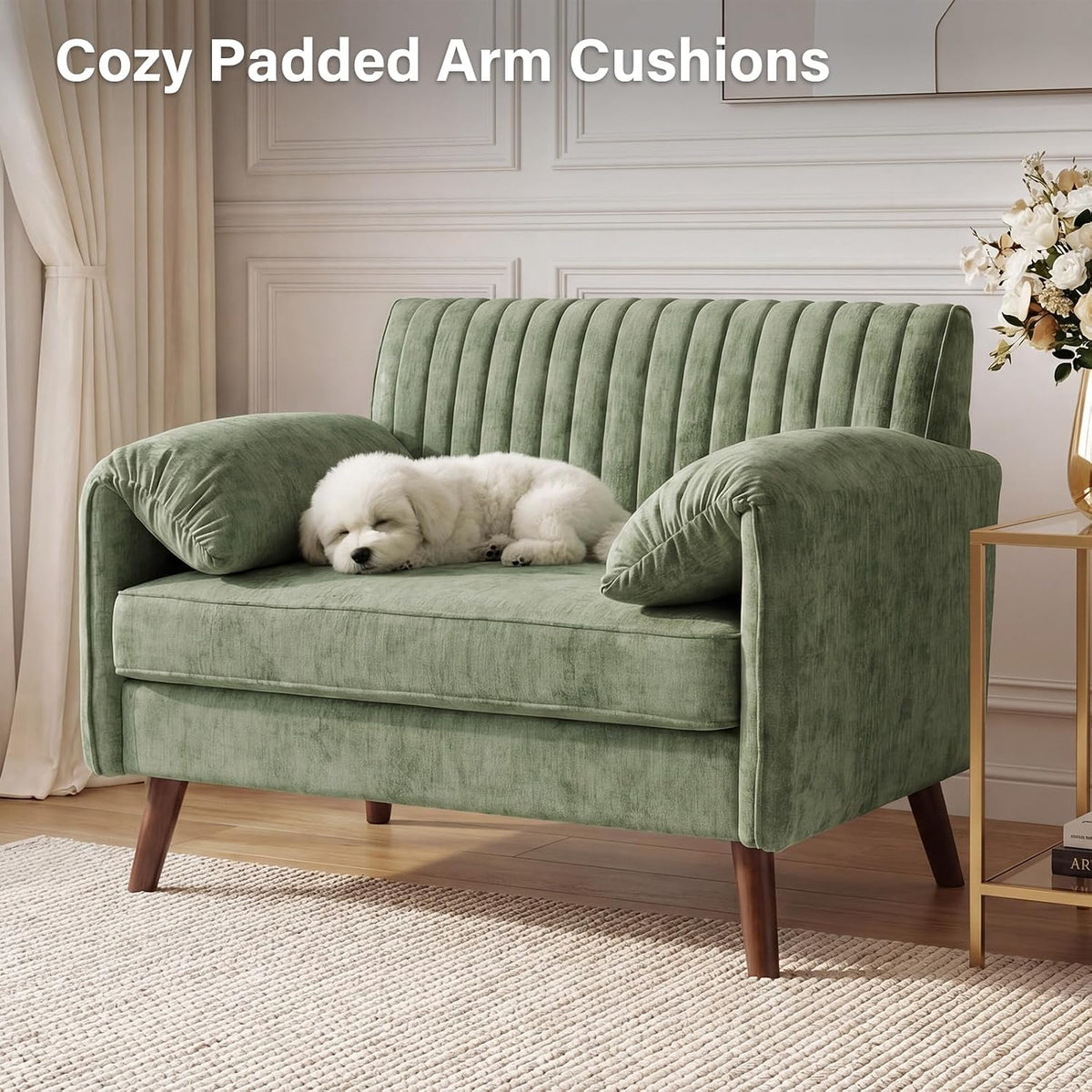 Green Chenille Oversized Accent Chair