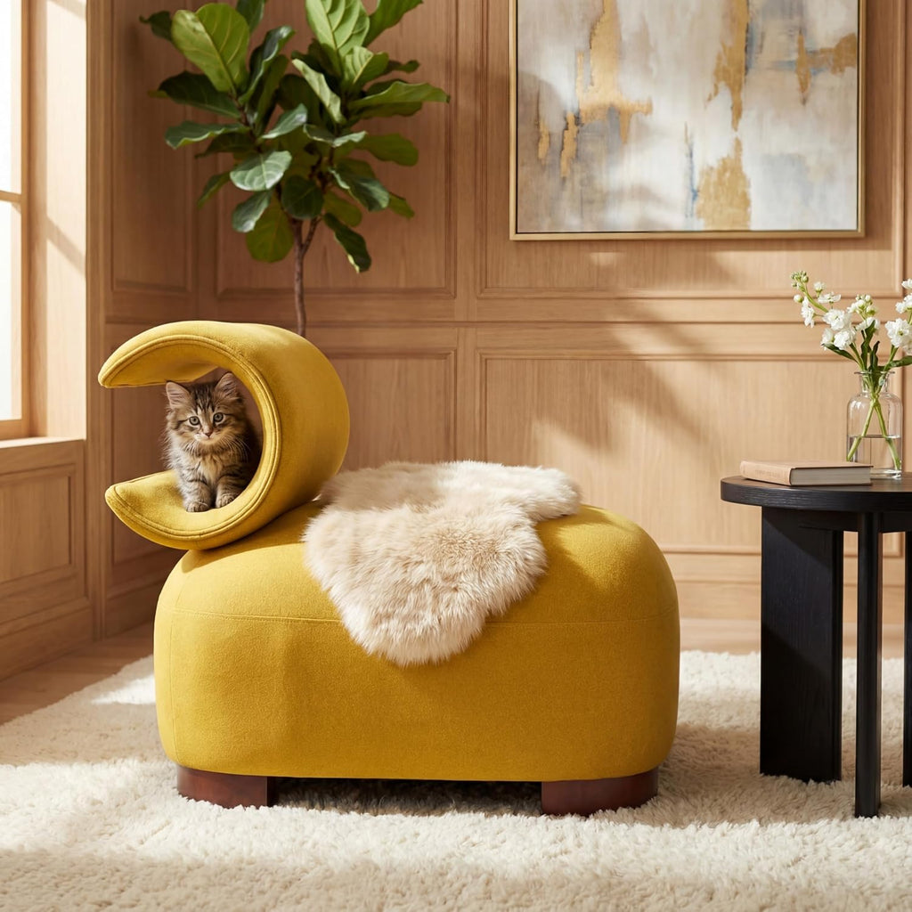 Yellow Fabric Modern Accent Lounge Chair