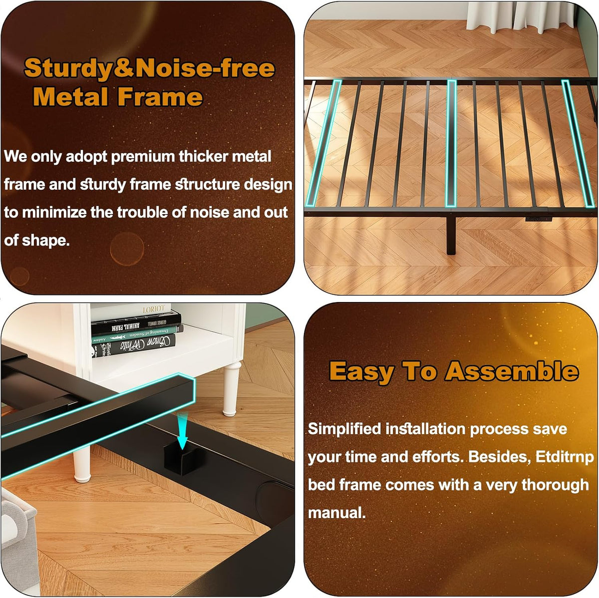 Black LED Leather Upholstered Twin Bed Frame