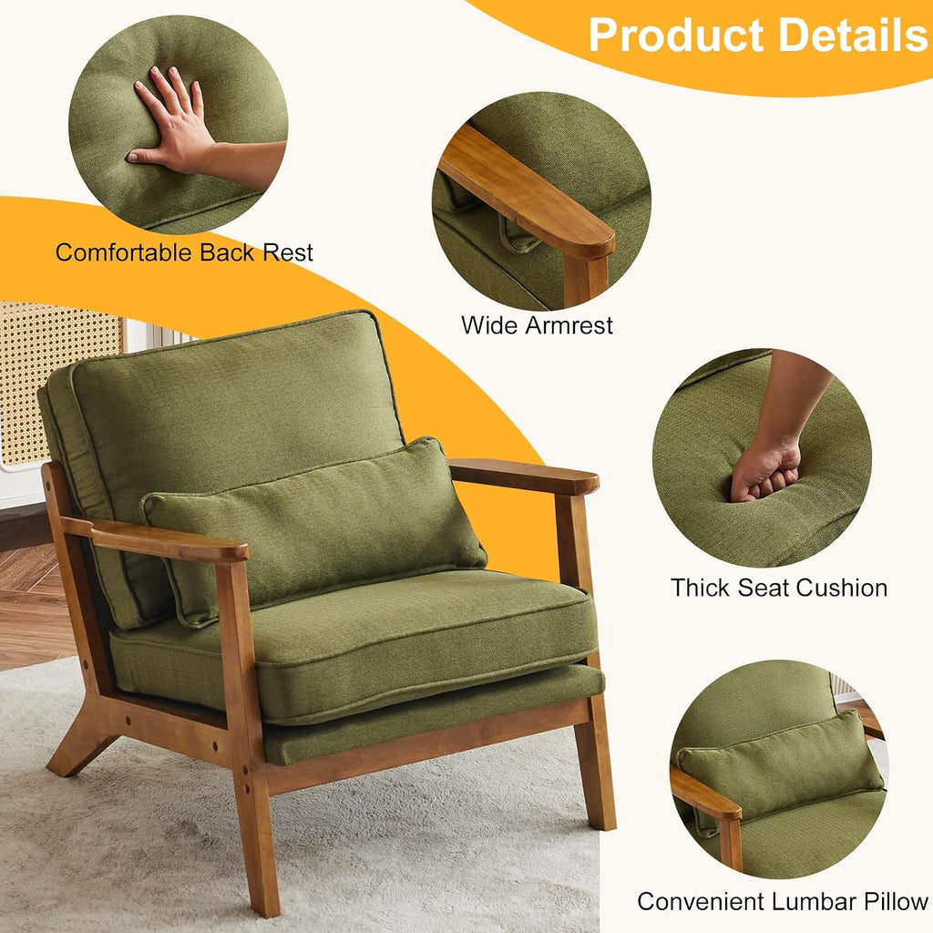 Green Mid‑Century Accent Lounge Chair