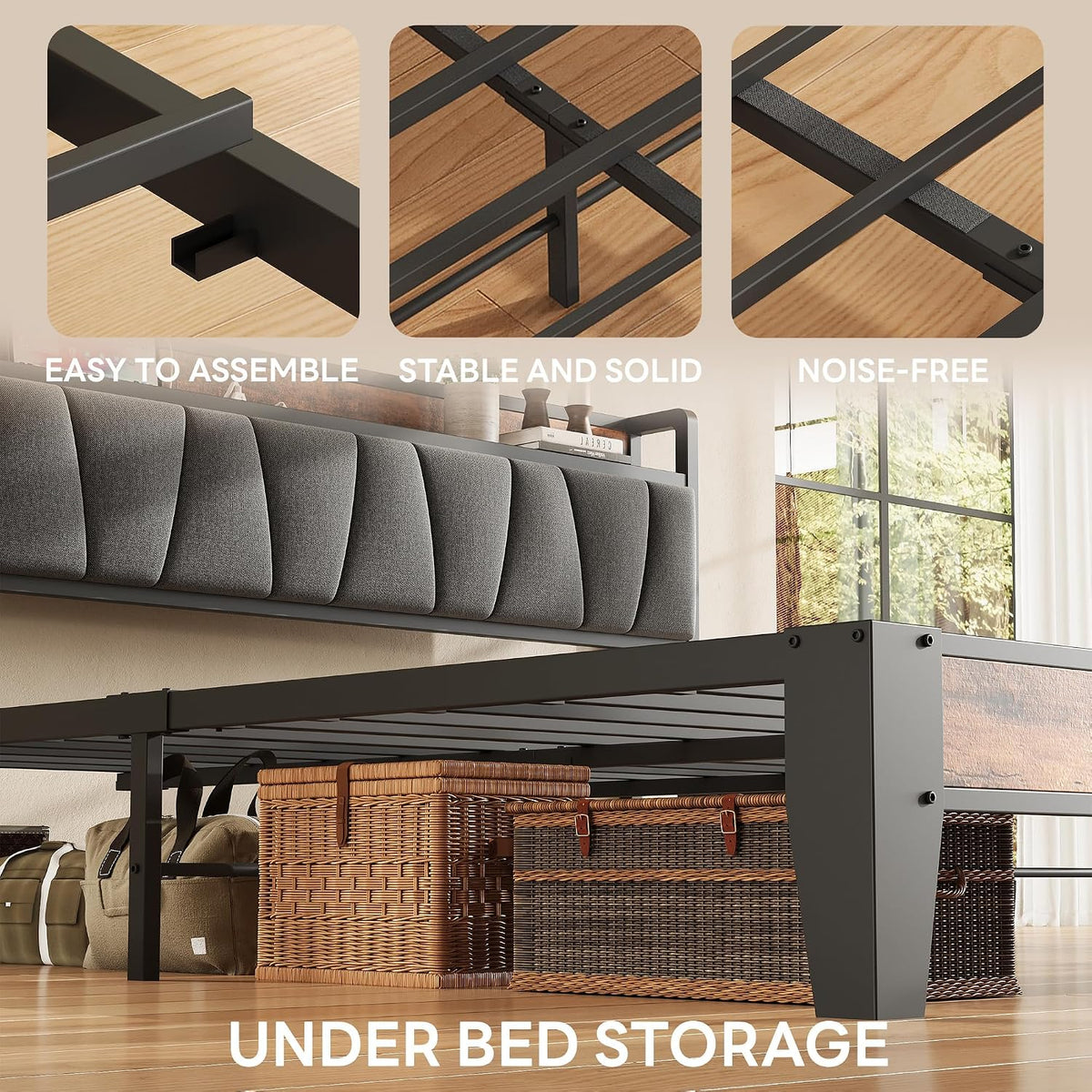 Storage Charging‑Station Twin Bed Frame