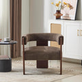 Dark‑Brown Velvet Accent Lounge Chair