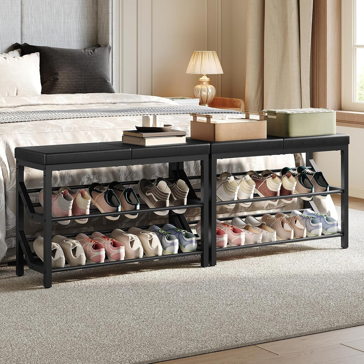 Cushioned Entryway Shoe Storage Bench
